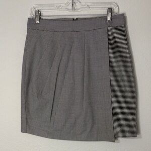 Club Monaco Houndstooth Black White Faux Wrap Mini Skirt 8